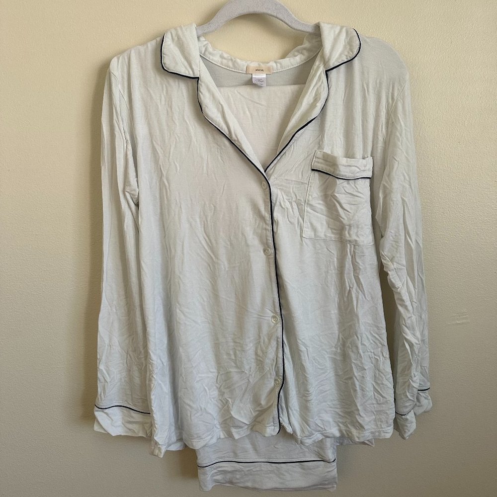 Eberjey White Pajamas With Black Piping | Size M